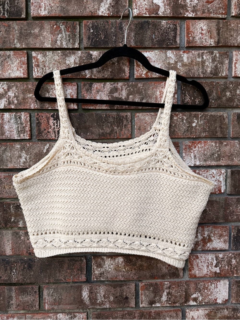 SHEIN Cream Crochet Crop Tank